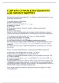 CCNP SWITCH FINAL EXAM QUESTIONS AND CORRECT ANSWERS 