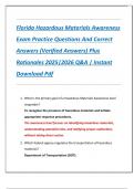 Florida Hazardous Materials Awareness  Exam Practice Questions And Correct  Answers &lpar;Verified Answers&rpar; Plus  Rationales 2025&vert;2026 Q&A &vert; Instant  Download Pdf