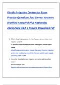 Florida Irrigation Contractor Exam  Practice Questions And Correct Answers  &lpar;Verified Answers&rpar; Plus Rationales  2025&vert;2026 Q&A &vert; Instant Download Pdf