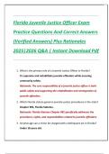 Florida Juvenile Justice Officer Exam  Practice Questions And Correct Answers  &lpar;Verified Answers&rpar; Plus Rationales  2025&vert;2026 Q&A &vert; Instant Download Pdf