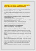 COLLEGE MATH PREP A &ndash; FINAL EXAM - COMPLETE EXAM MATERIAL WITH CORRECT ANSWERS