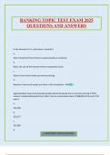 BANKING TOPIC TEST EXAM 2025 QUESTIONS AND ANSWERS