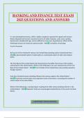 BANKING AND FINANCE TEST EXAM 2025 QUESTIONS AND ANSWERS