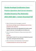 Florida Paralegal Certification Exam  Practice Questions And Correct Answers  &lpar;Verified Answers&rpar; Plus Rationales  2025&vert;2026 Q&A &vert; Instant Download Pdf