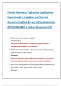 Florida Pharmacy Technician Certification  Exam Practice Questions And Correct  Answers &lpar;Verified Answers&rpar; Plus Rationales  2025&vert;2026 Q&A &vert; Instant Download Pdf