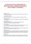 D514 ANALYTICAL METHODS OF HEALTHCARE LEADERS QUESTIONS AND CORRECT ANSWERS