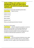 Medical Billing and Coding Lesson 7 Introduction to the CPT and Level II National Code &lpar;HCPCS&rpar; Exam Questions And Answers&period;docx
