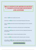 BILLY SCIENCE QUARTER EXAM&sol;TEST 3 - LESSON 43 EXAM 2025 QUESTIONS AND ANSWERS