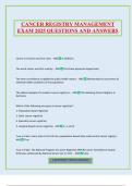 CANCER REGISTRY MANAGEMENT EXAM 2025 QUESTIONS AND ANSWERS