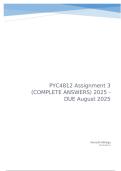 PYC4812 Assignment 3 &lpar;COMPLETE ANSWERS&rpar; 2025 - DUE August 2025