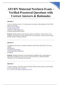 ATI RN Maternal Newborn Exam &ndash; Verified Proctored Questions with Correct Answers & Rationales