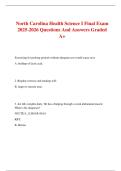 North Carolina Health Science  Final Exam 2025-2026 Questions And Answers Graded A&plus;