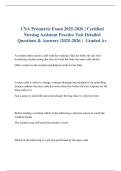 CNA Prometric Exam 2025-2026 &vert; Certified Nursing Assistant Practice Test Detailed Questions & Answers &lpar;2025-2026 &rpar;  Graded A&plus;