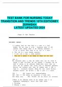 TEST BANK FOR NURSING TODAY  TRANSITION AND TRENDS 10TH EDITION BY  ZERWEKH   LATEST UPDATED 2024