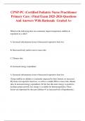 CPNP-PC &lpar;Certified Pediatric Nurse Practitioner  Primary Care &rpar; Final Exam 2025-2026 Questions And Answers With Rationale  Graded A&plus;