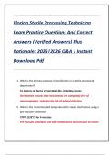 Florida Sterile Processing Technician  Exam Practice Questions And Correct  Answers &lpar;Verified Answers&rpar; Plus  Rationales 2025&vert;2026 Q&A &vert; Instant  Download Pdf