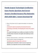 Florida Surgical Technologist Certification  Exam Practice Questions And Correct  Answers &lpar;Verified Answers&rpar; Plus Rationales  2025&vert;2026 Q&A &vert; Instant Download Pdf
