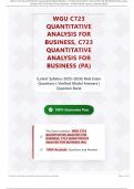 WGU C723 QUANTITATIVE ANALYSIS FOR BUSINESS&comma; C723 QUANTITATIVE ANALYSIS FOR BUSINESS &lpar;PA&rpar; &lpar;Latest Syllabus 2026&sol;2027&rpar; Real Exam Questions &vert; Verified Model Answers &vert; Question Bank