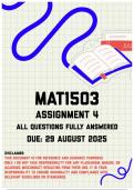 MAT1503 Assignment 4 Memo | Due 29 August 2025