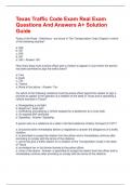 Texas Traffic Code Exam Real Exam Questions And Answers A&plus; Solution Guide