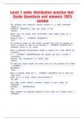 Level 1 water distribution practice test  Guide Questions and answers 100&percnt;  correct 