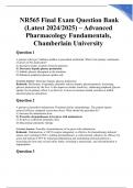  NR565 Final Exam Question Bank &lpar;Latest 2024&sol;2025&rpar; &ndash; Advanced Pharmacology Fundamentals&comma; Chamberlain University