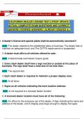 CALIFORNIA DEALER LICENSE TEST LATEST UPDATE ACTUAL COMPLETE EXAM QUESTIONS AND CORRECT ANSWERS &lpar;VERIFIED ANSWERS &rpar; ALREADY GRADED A&plus;&period;