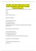 SCUBA&comma; SSI Open Water Diver Final Exam Questions with 100&percnt; Verified Correct Answers