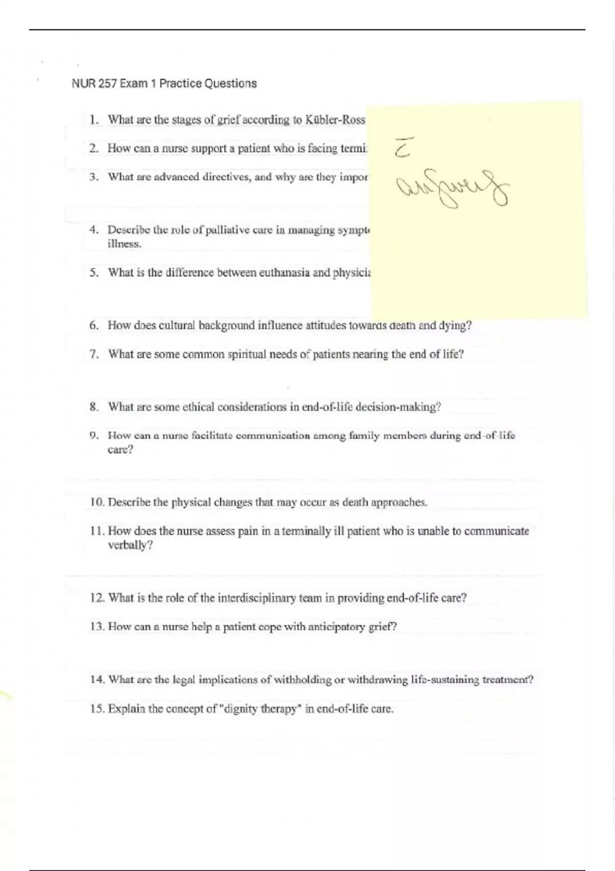 NUR 257 Exam 1 Practice Exam Questions And Answers With Updated ...