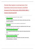 Florida Ship Captain Licensing Exam Test  Questions And Correct Answers &lpar;Verified  Answers&rpar; Plus Rationales 2025&sol;2026 Q&A &vert;  Instant Download Pdf