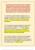 LOUISIANA PRIVATE INVESTIGATOR LICENSING  EXAM 2025&sol;2026 &sol;VERIFIED EXAM&excl;&excl;&sol; ACCURATE  CURRENTLY TESTING EXAM 2 VERSIONS WITH  ACTUAL QUESTIONS AND DETAILED ANSWERS  WITH A STUDY GUIDE &sol; EXPERT VERIFIED FOR  GURANTEED PASS &sol; LATEST EXAM VERSION&excl;&excl;&excl;&period;