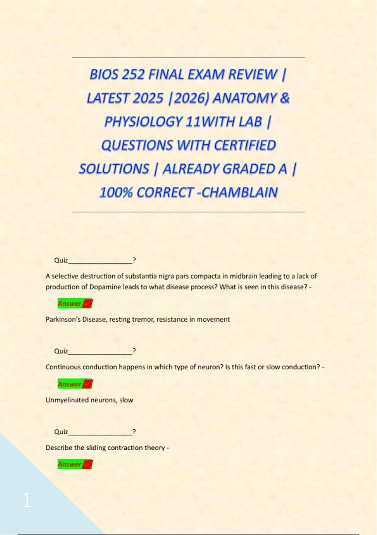 BIOS 252 FINAL EXAM REVIEW | LATEST 2025 |2026) ANATOMY & PHYSIOLOGY ...