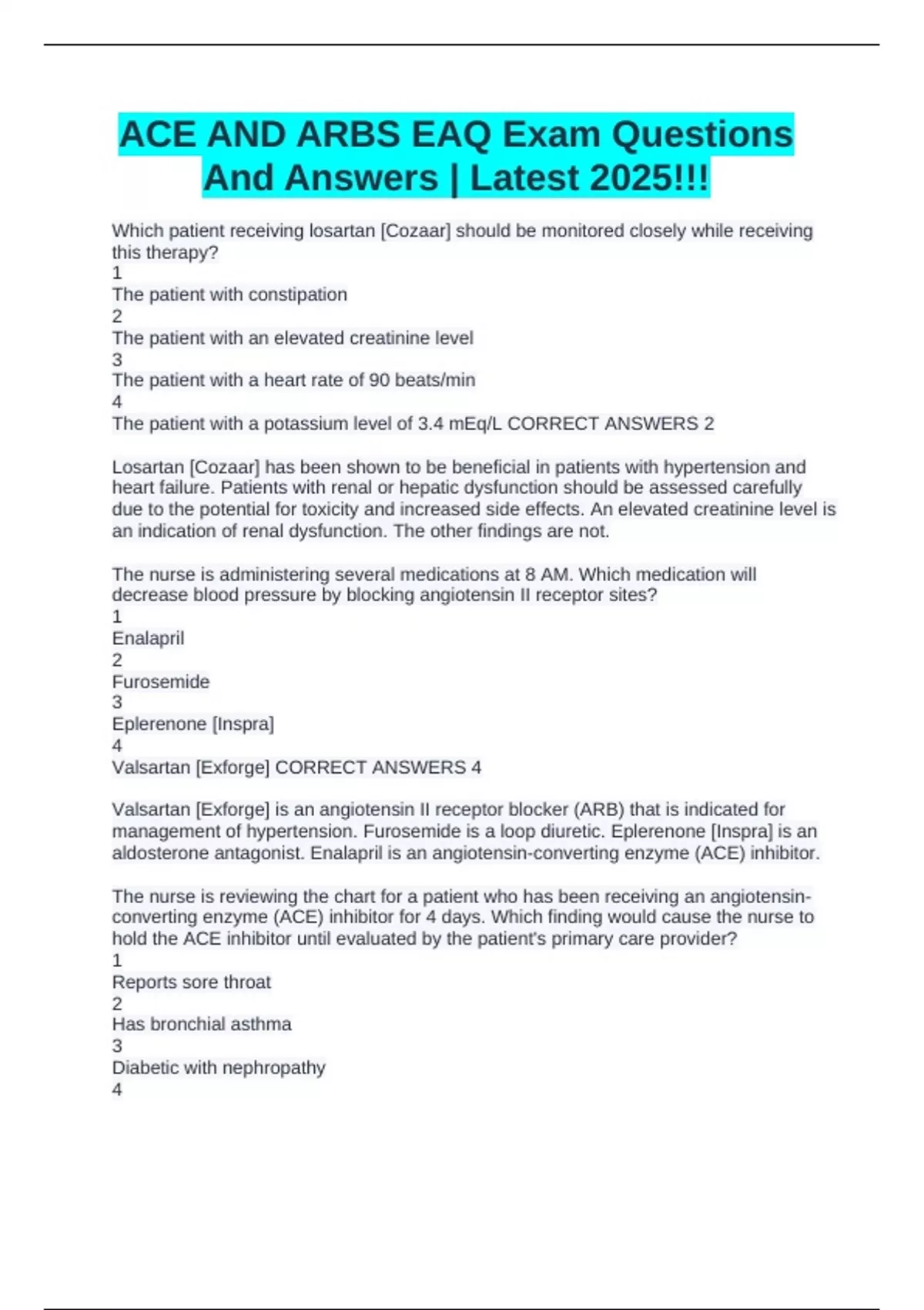 ACE AND ARBS EAQ Exam Questions And Answers | Latest 2025!!! - ACE ...