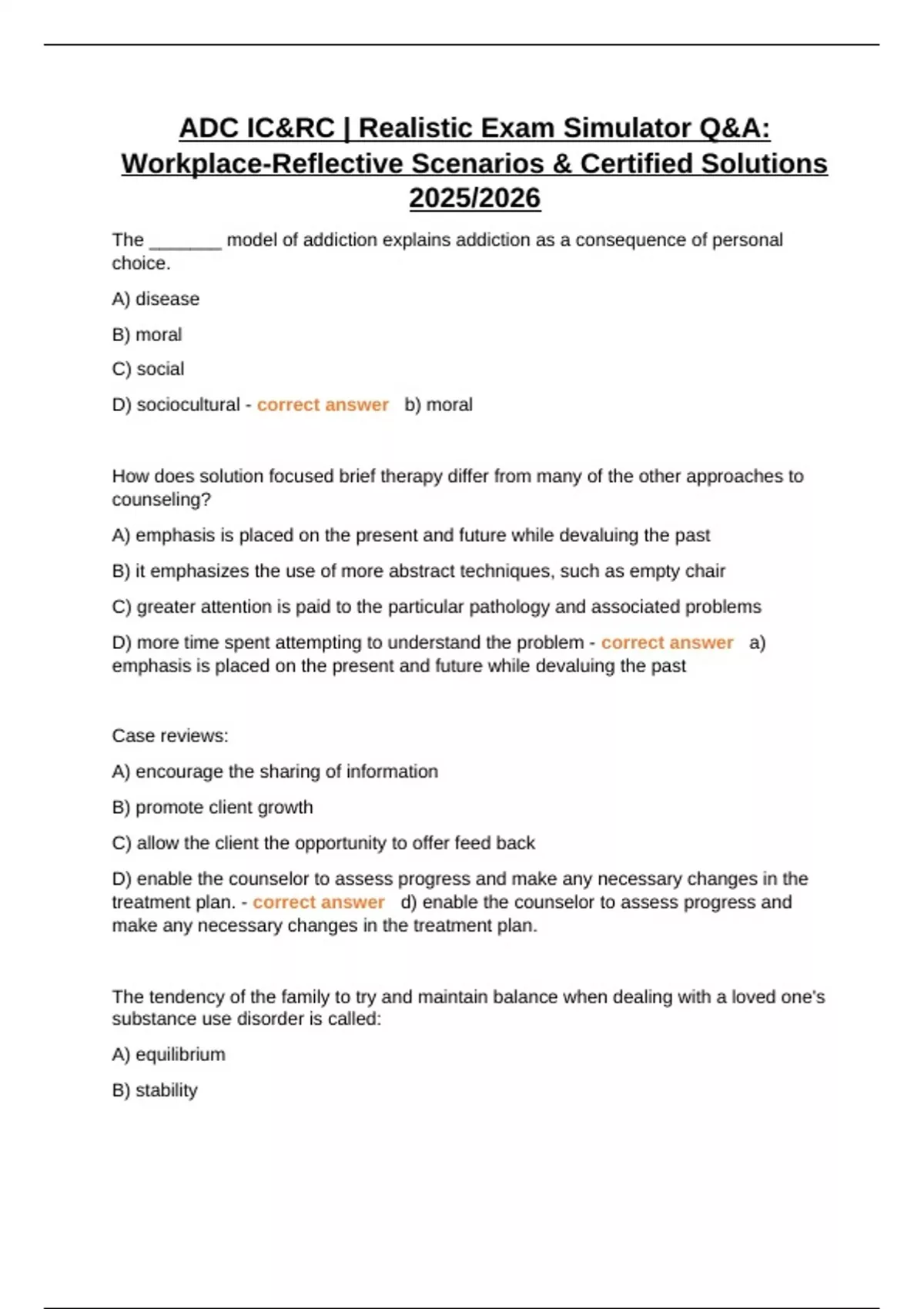 ADC IC&RC | Realistic Exam Simulator Q&A: Workplace-Reflective ...