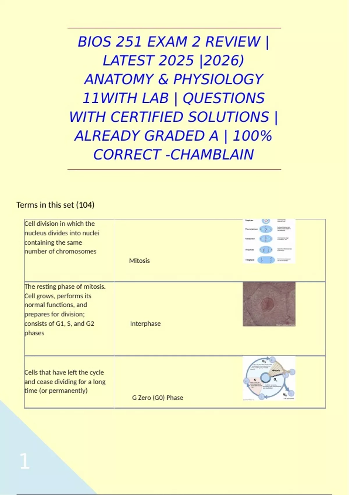 BIOS 251 EXAM 2 REVIEW | LATEST 2025 |2026) ANATOMY & PHYSIOLOGY 11WITH ...