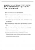 LOUISIANA LAW EXAM STUDY GUIDE EXAM WITH CORRECT QUESTIONS AND ANSWERS 2025