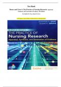Test Bank Burns and Grove's The Practice of Nursing Research&colon; Appraisal&comma;  Synthesis&comma; and Generation of Evidence&comma; 9th Edition By Jennifer R&period; Gray&comma; Susan K&period; Grove &lpar;All Chapters&comma; Latest Edition&comma; Verified Answers with Rationales&rpar;