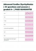 Advanced Cardiac Dysrhythmias &vert; 43 questions and answers &vert; graded A&plus; &vert;  PASS GUARANTEE