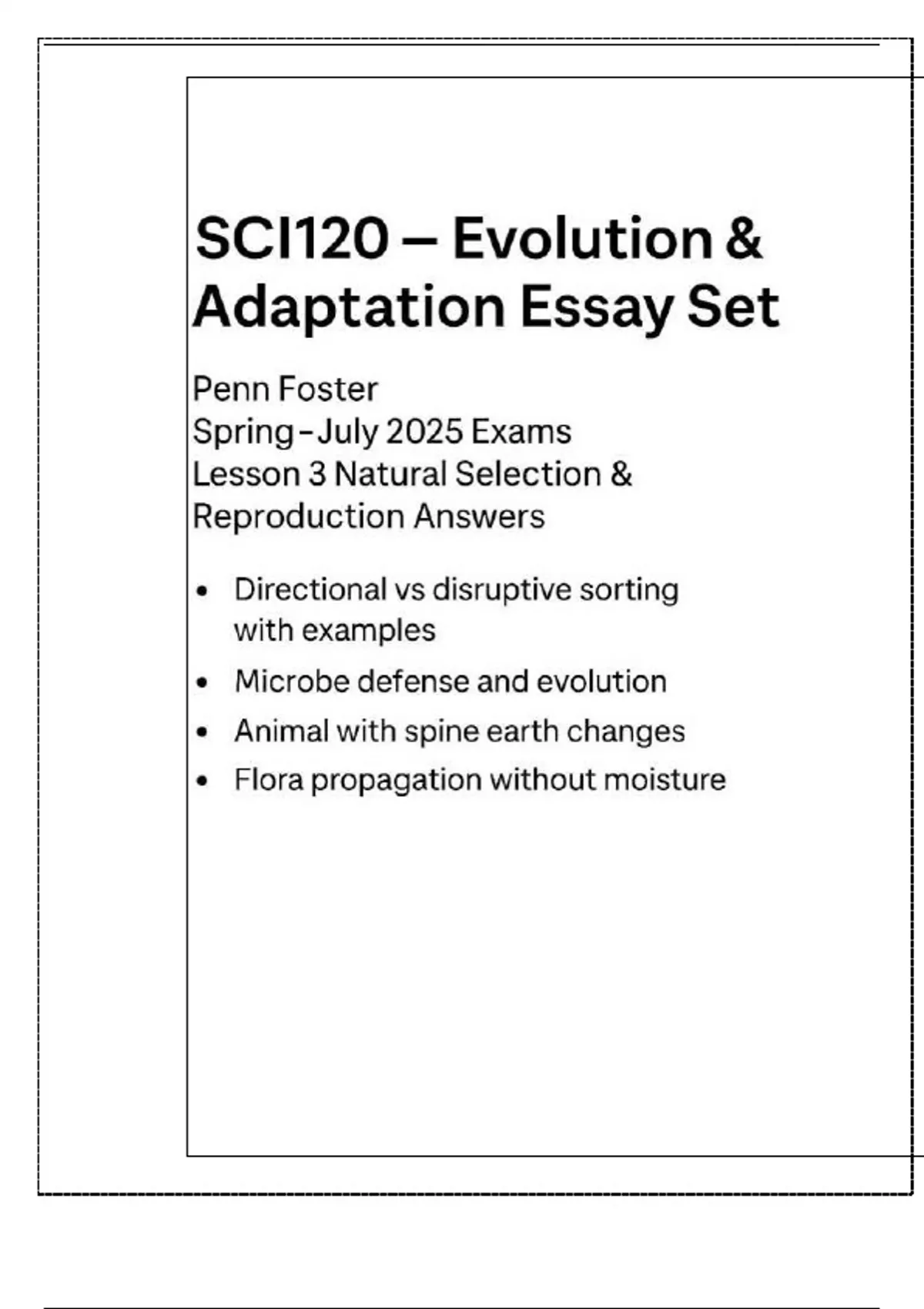 SCI120 – Development & Adaptation Essay Set | Penn Foster | Spring–July ...