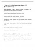 Veteran Studies Exam Questions With Correct Answers&period;