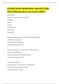 Certified Stroke Rehabilitation Specialist &lpar;CSRS 2025&sol;2026&rpar; Questions and answers NEW&excl;&excl;