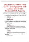 2025 ATI RN Nutrition Final Exam &ndash; Actual Questions with Updated Clinical Diet Protocols &vert; 100&percnt; Accurate