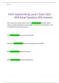 FDOT Asphalt Paving Level 2 Exam 2025-2026 Actual Questions With Answers 