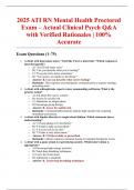 2025 ATI RN Mental Health Proctored Exam &ndash; Actual Clinical Psych Q&A with Verified Rationales &vert; 100&percnt; Accurate