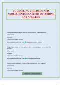 COUNSELING CHILDREN AND ADOLESCENTS EXAM 2025 QUESTIONS AND ANSWERS