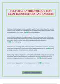 CULTURAL ANTHROPOLOGY TEST EXAM 2025 QUESTIONS AND ANSWERS