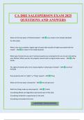 CA DRE SALESPERSON EXAM 2025 QUESTIONS AND ANSWERS