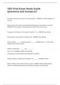 TED Final Exam Study Guide Questions and Answers