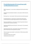 Florida Wastewater A License Exam with verified detailed answers 