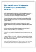 Florida Advanced Wastewater Exam with correct detailed answers
